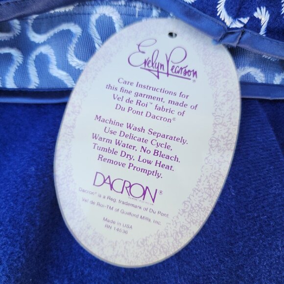 VTG USA Evelyn Pearson Dacran Blue Du Pont Caftan Robe Housecoat Women's Sz L - Picture 4 of 10